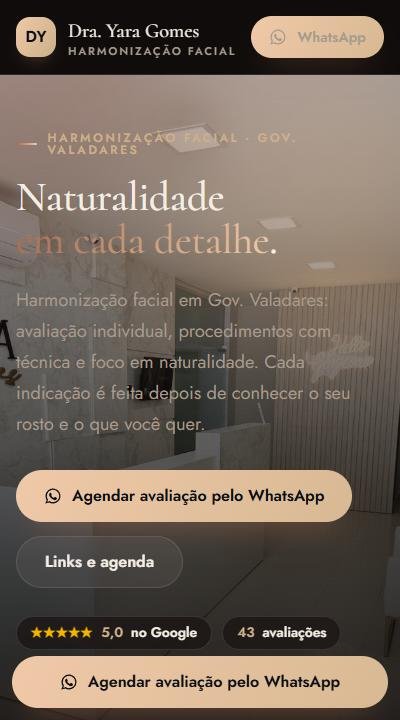 Prévia do site de harmonização facial